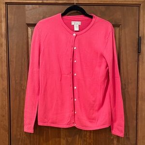Vibrant Pink Button-Up Cardigan Set